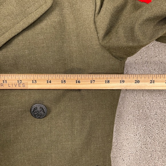 Abate US Marine Corps Overcoat Men 36R Green Military Dress Serge Coat Wool VTG - Picture 7 of 12